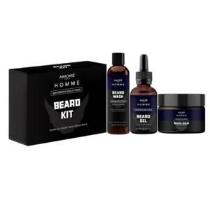 AMORE PARIS ULTIMATE BEARD CARE GROOMING KIT 3 PIECE WASH OIL BALM GIFT SET MEN